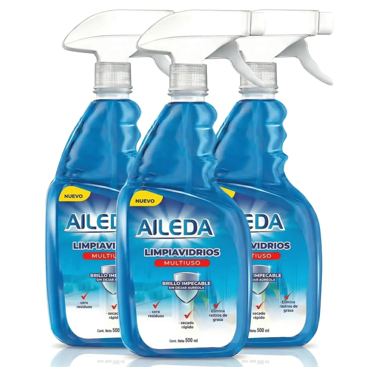 AILEDA - Pack 3 Limpia Vidrios Multiuso Aileda 500ml Atomizador