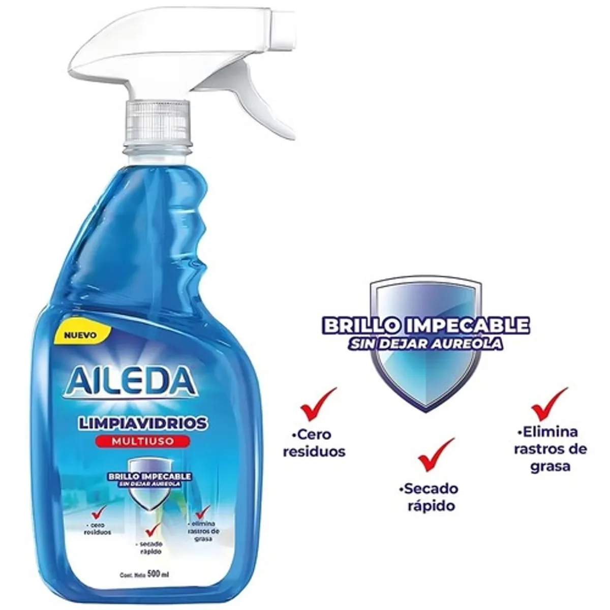 AILEDA - Pack 3 Limpia Vidrios Multiuso Aileda 500ml Atomizador