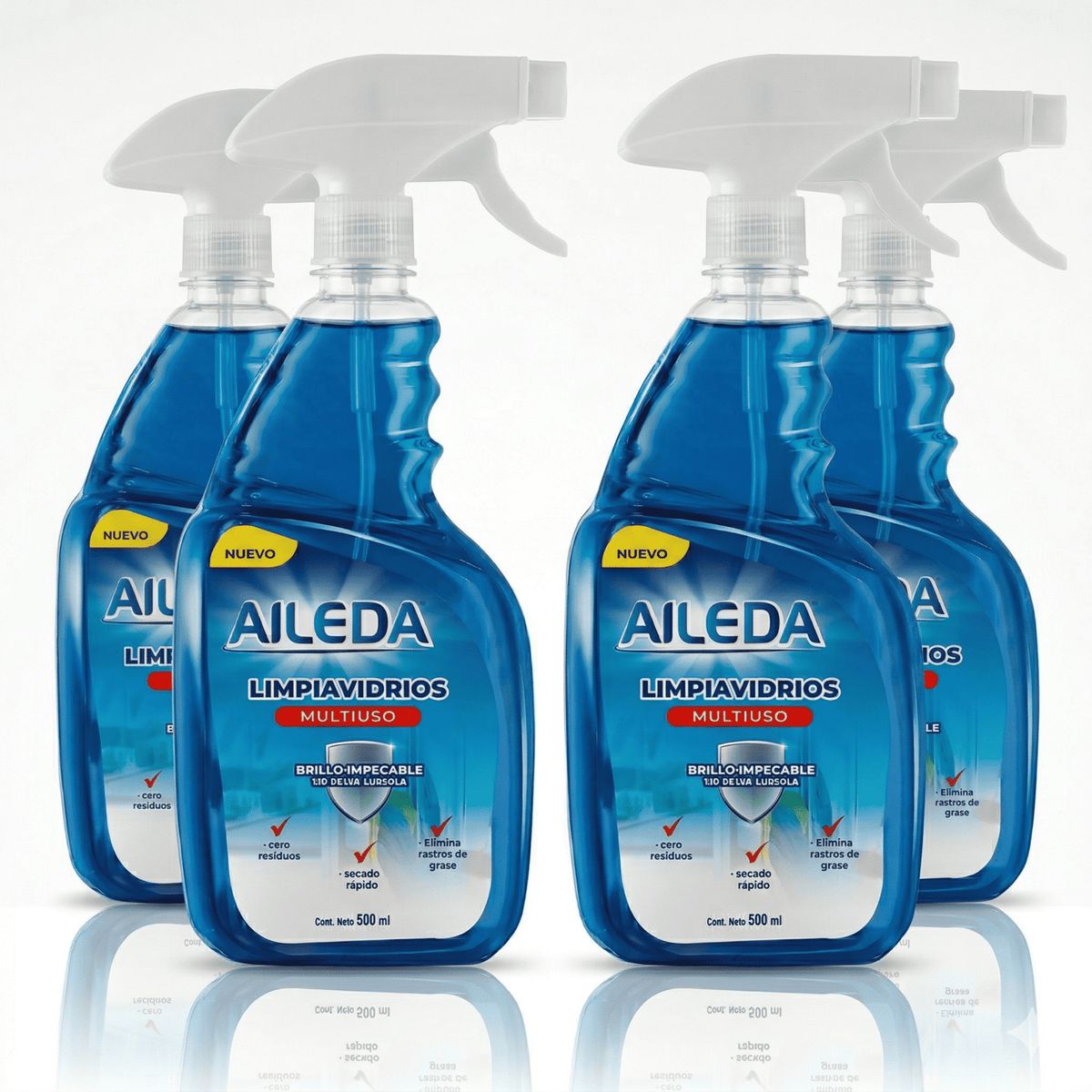 AILEDA - Pack 4 Limpia Vidrios Multiuso Aileda 500ml Atomizador