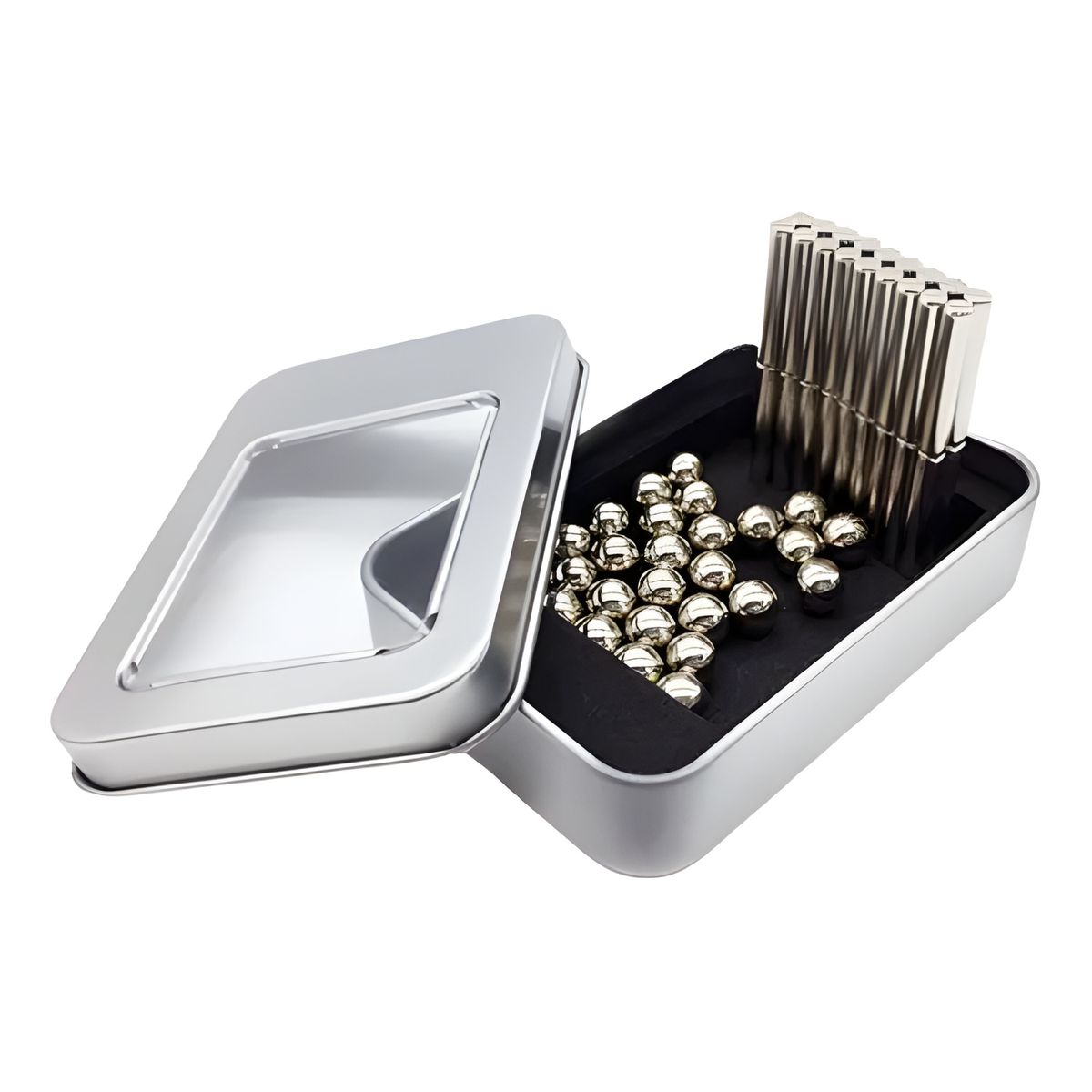 GENERICO - Juego barras y esferas magnéticas armables plateado