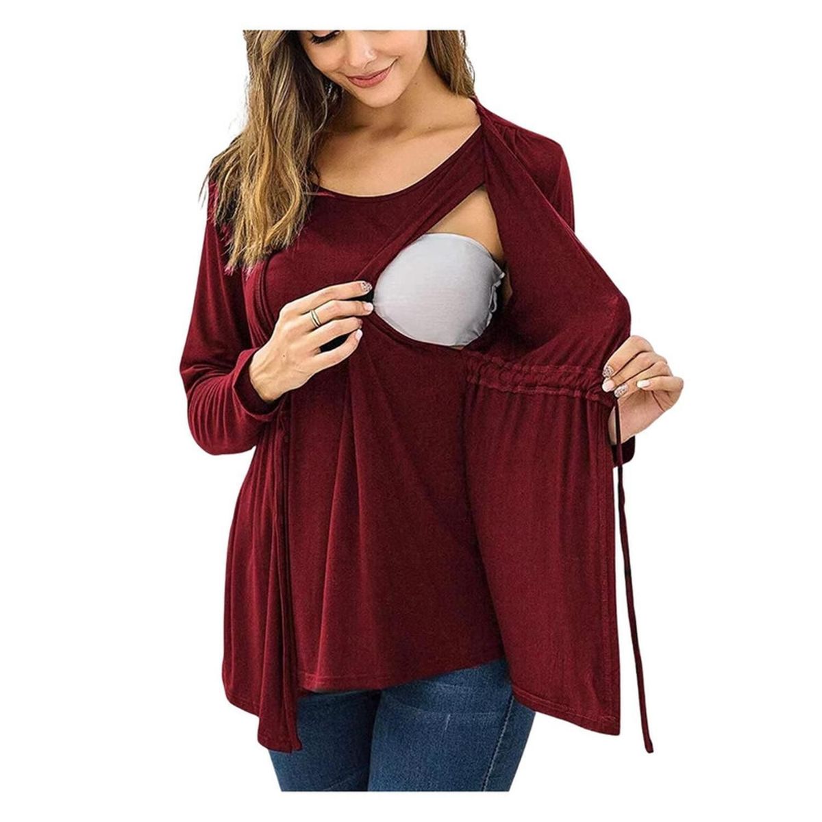 KIVARA - Polera Lactancia Maternidad Manga Larga Vero Roja
