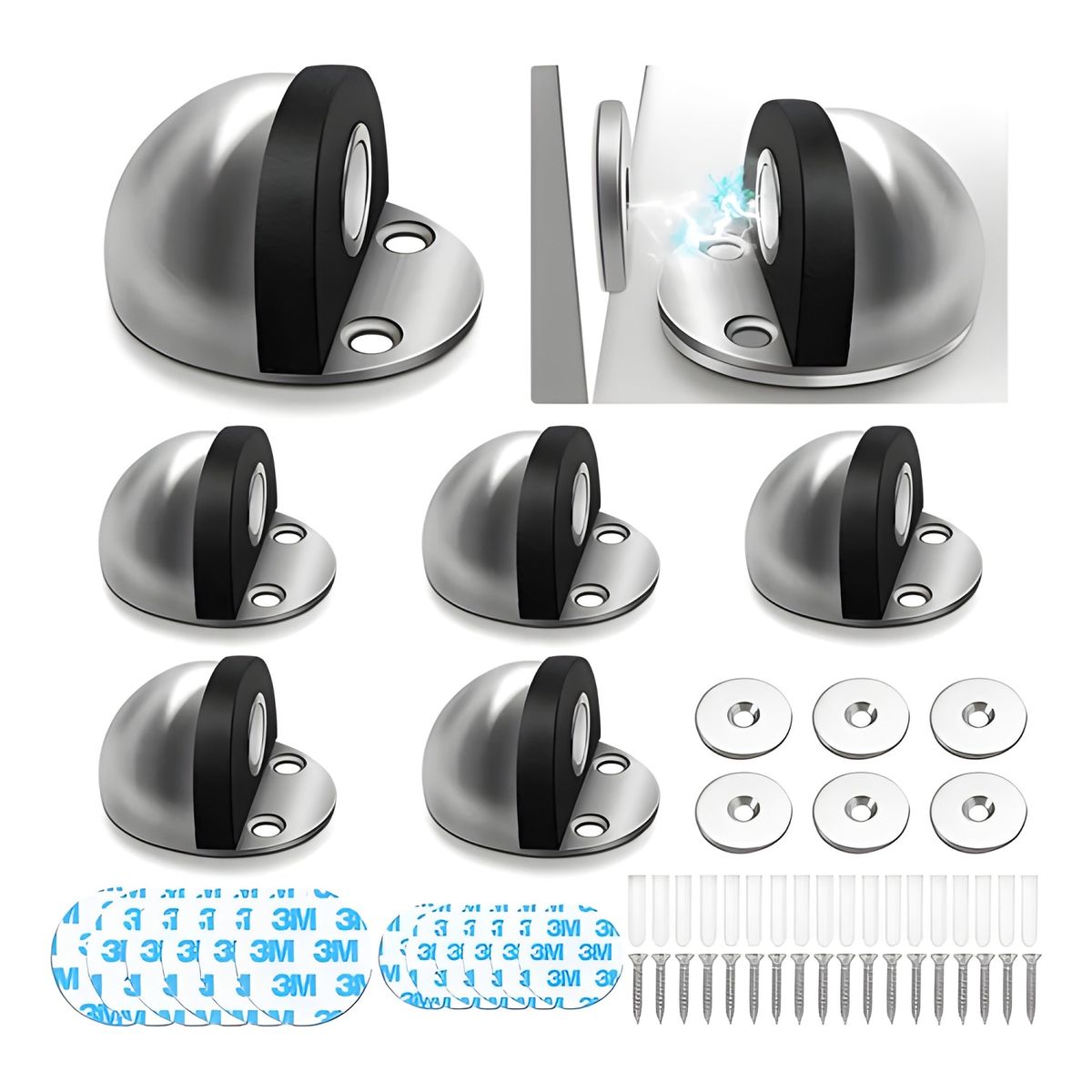 GENERICO - Pack 6 topes magnéticos para puerta