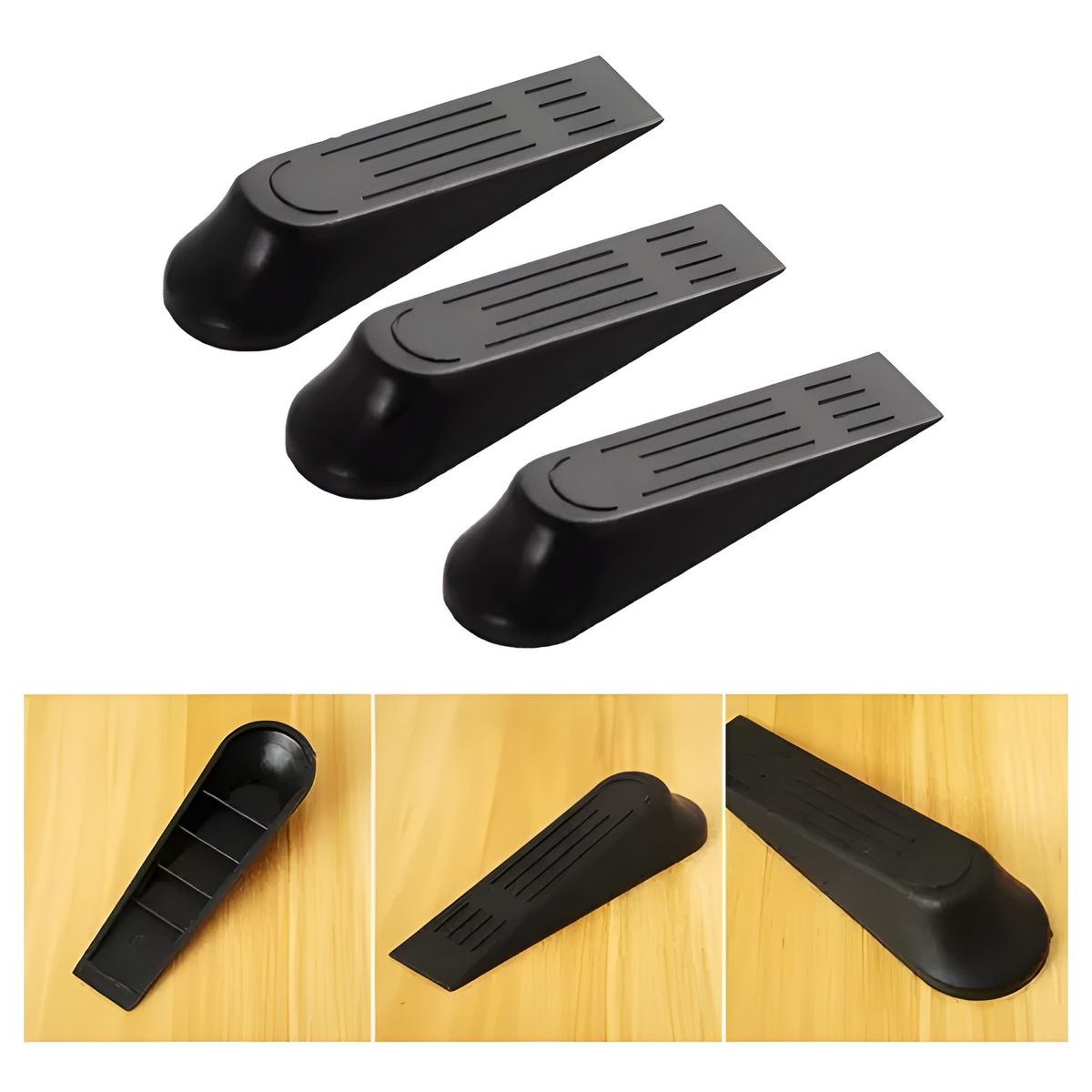 GENERICO - Pack 4 topes de goma para puerta negro