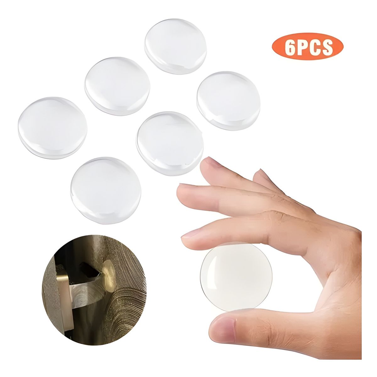 GENERICO - Pack 6 topes protectores de pared adhesivos