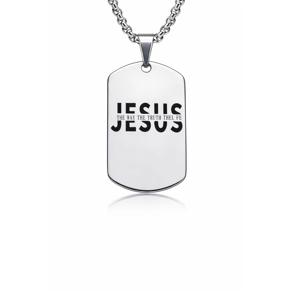 GENERICO - Collar Placa “Jesús The Way” Steel  Identidad que Impacta