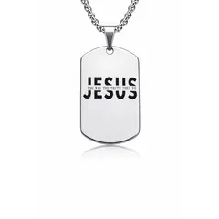 GENERICO - Collar Placa “Jesús The Way” Steel Identidad que Impacta
