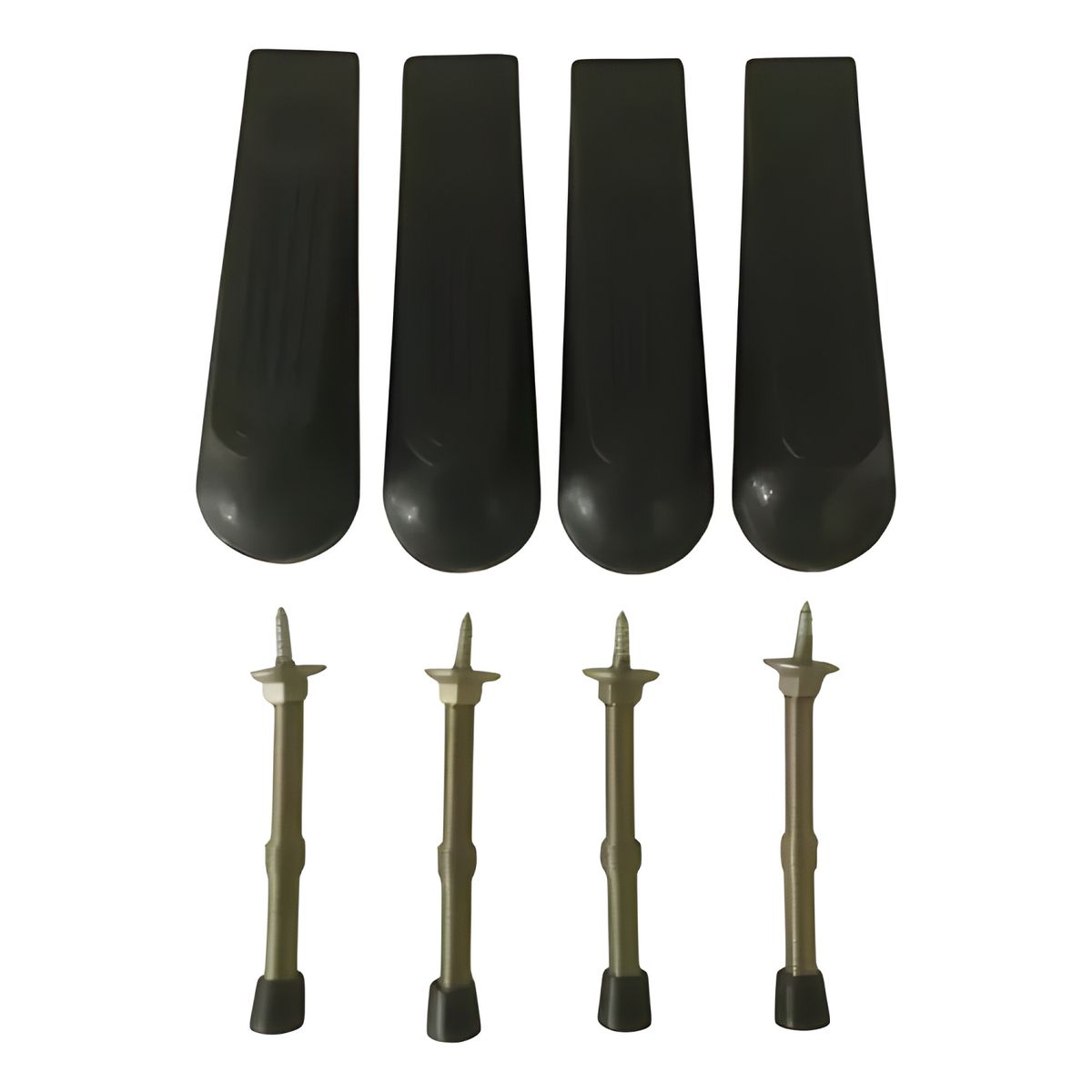 GENERICO - Pack 4 Topes Puerta Recto Flexible + 4 Cuñas Negro