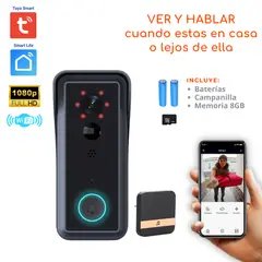 D MOTICA - Timbre Wifi Inteligente cámara Full HD-Audio-Alarma Con Campanilla, Memoria y Baterías