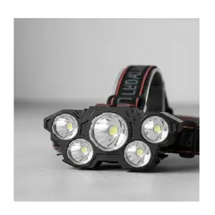 GENERICO - Linterna Led Minero Frontal 5 Led Impermeable Recargable Usb