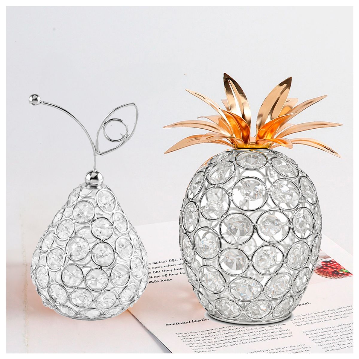 IRM - Set Adornos Elegantesde cristal Pera & Piña Decorativa ornamento artesanía decoración del hogar