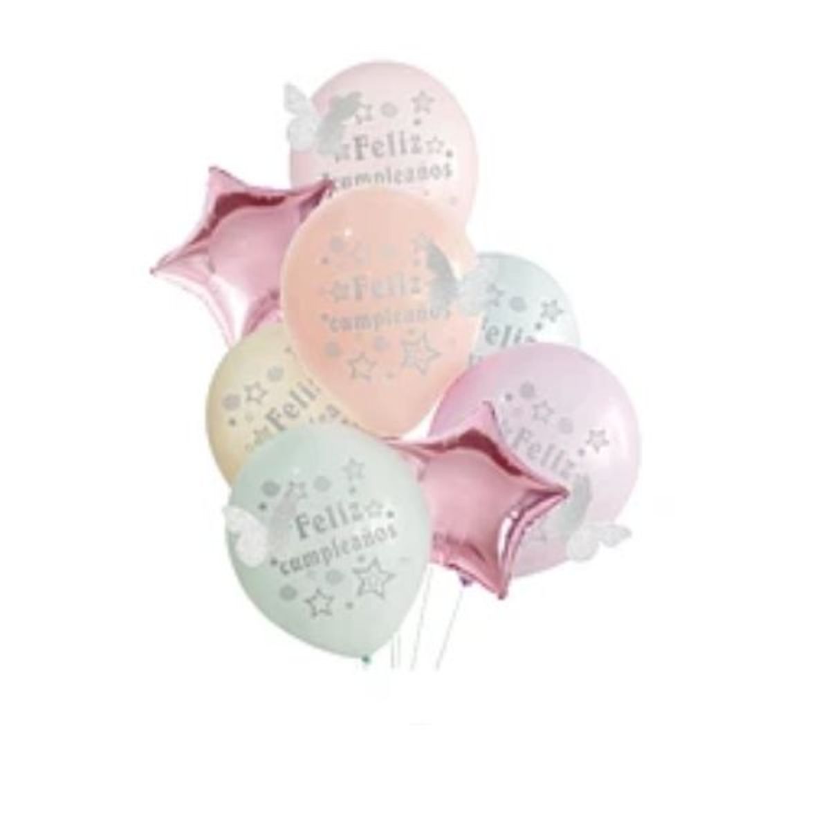GENERICO - Set del globos feliz cumpleaños colores pasteles 8pcs 30cm