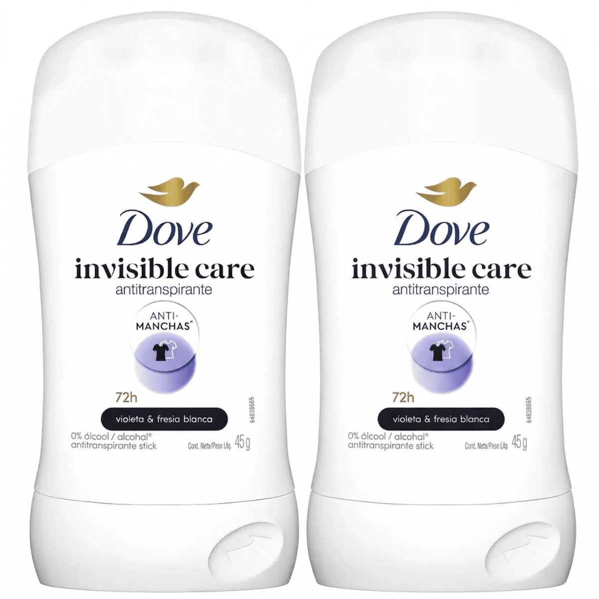 DOVE - Pack 2 Desodorante Dove Antitranspirante 45g Invisible Care