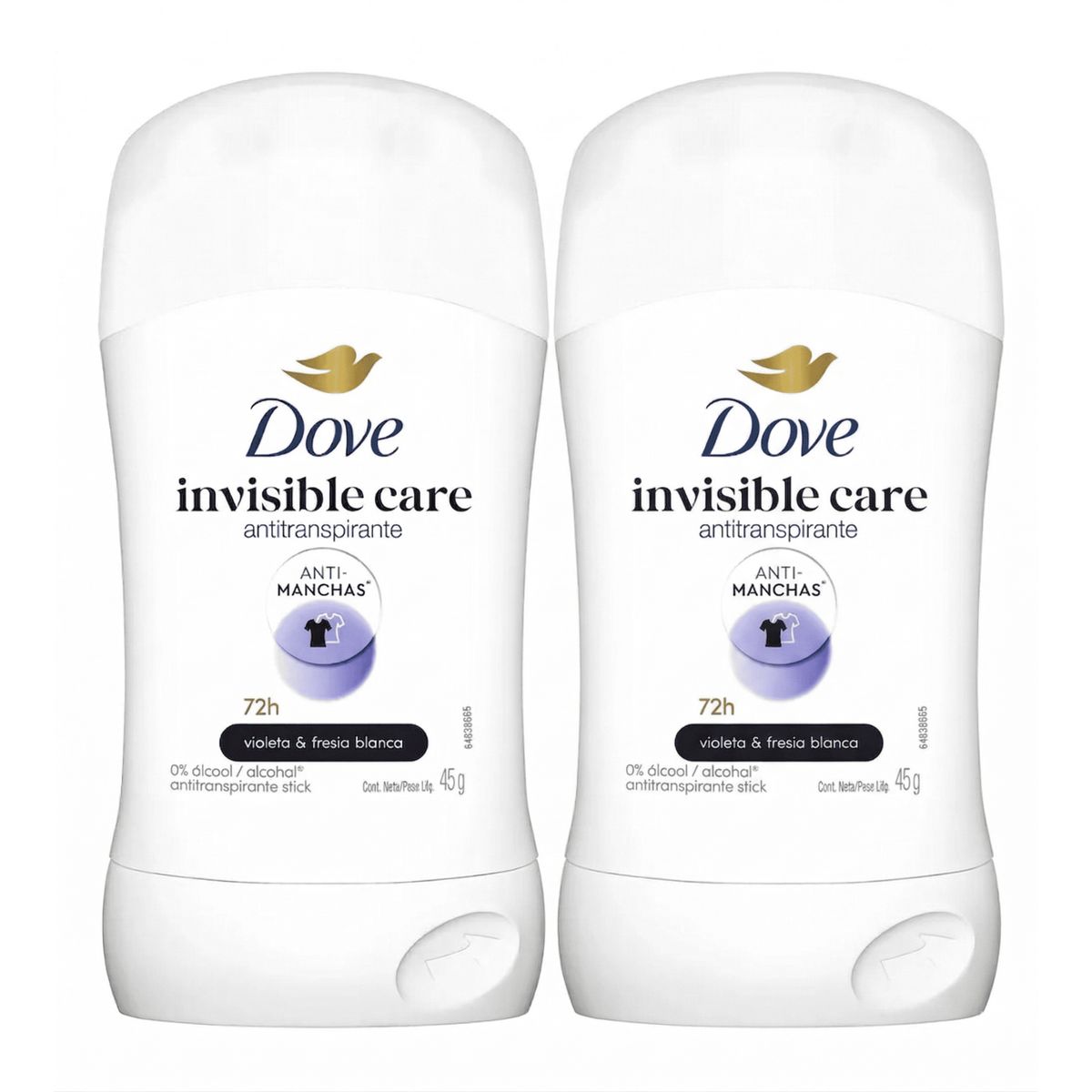 DOVE - Pack 2 Desodorante Dove Antitranspirante 45g Invisible Care