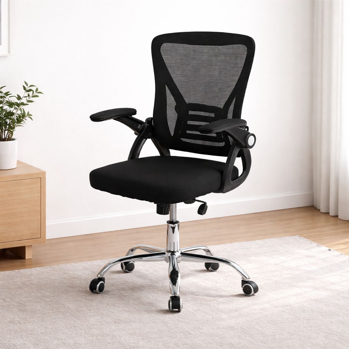 SPACE HOME - Silla Ergonomica Negra Mesh Para Home Office U Oficina