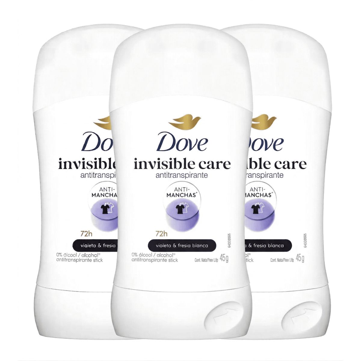 DOVE - Pack 3 Desodorante Dove Antitranspirante 45g Invisible Care