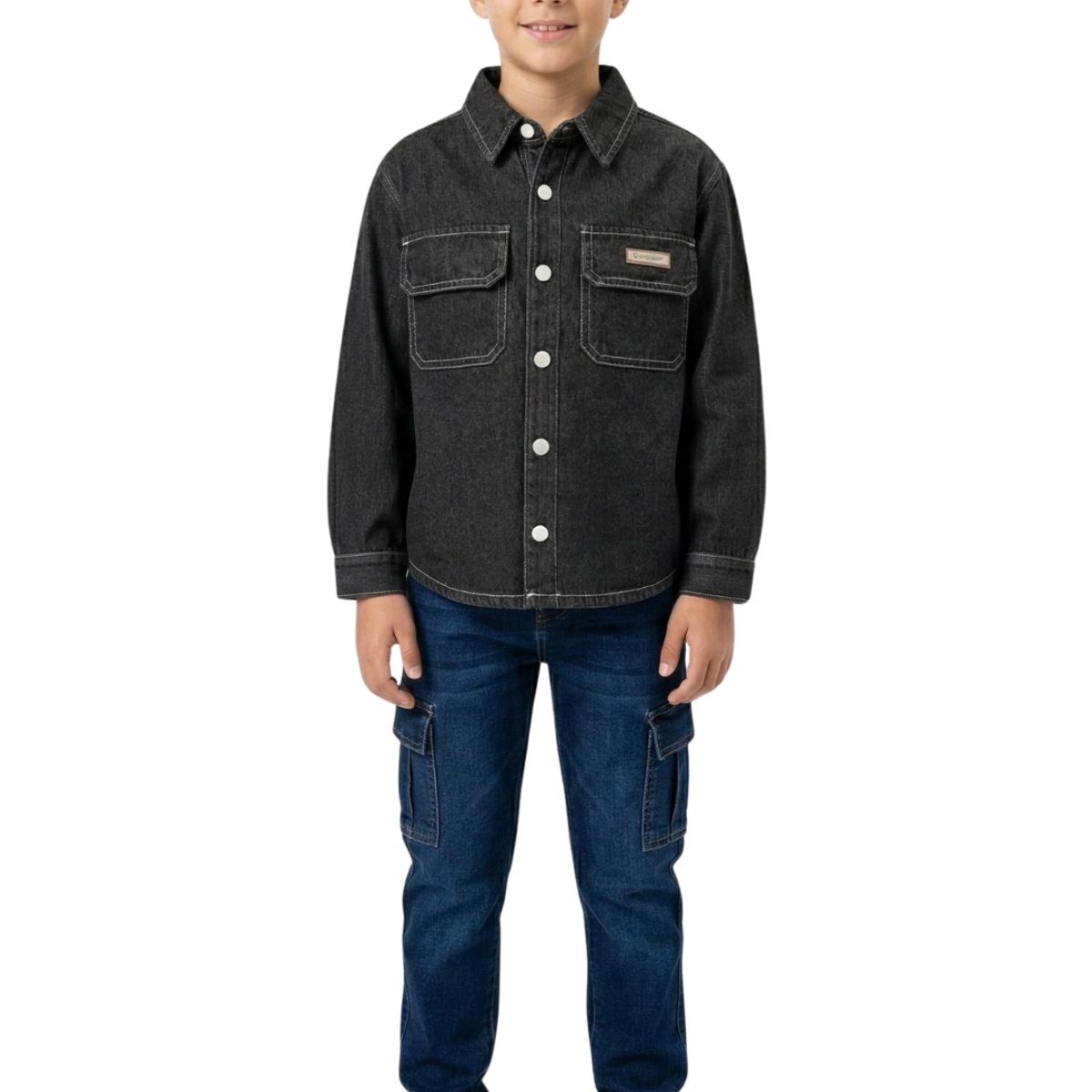 KIBOU - Sobrecamisa Mezclilla Niño Denim Degradado Look Urbano