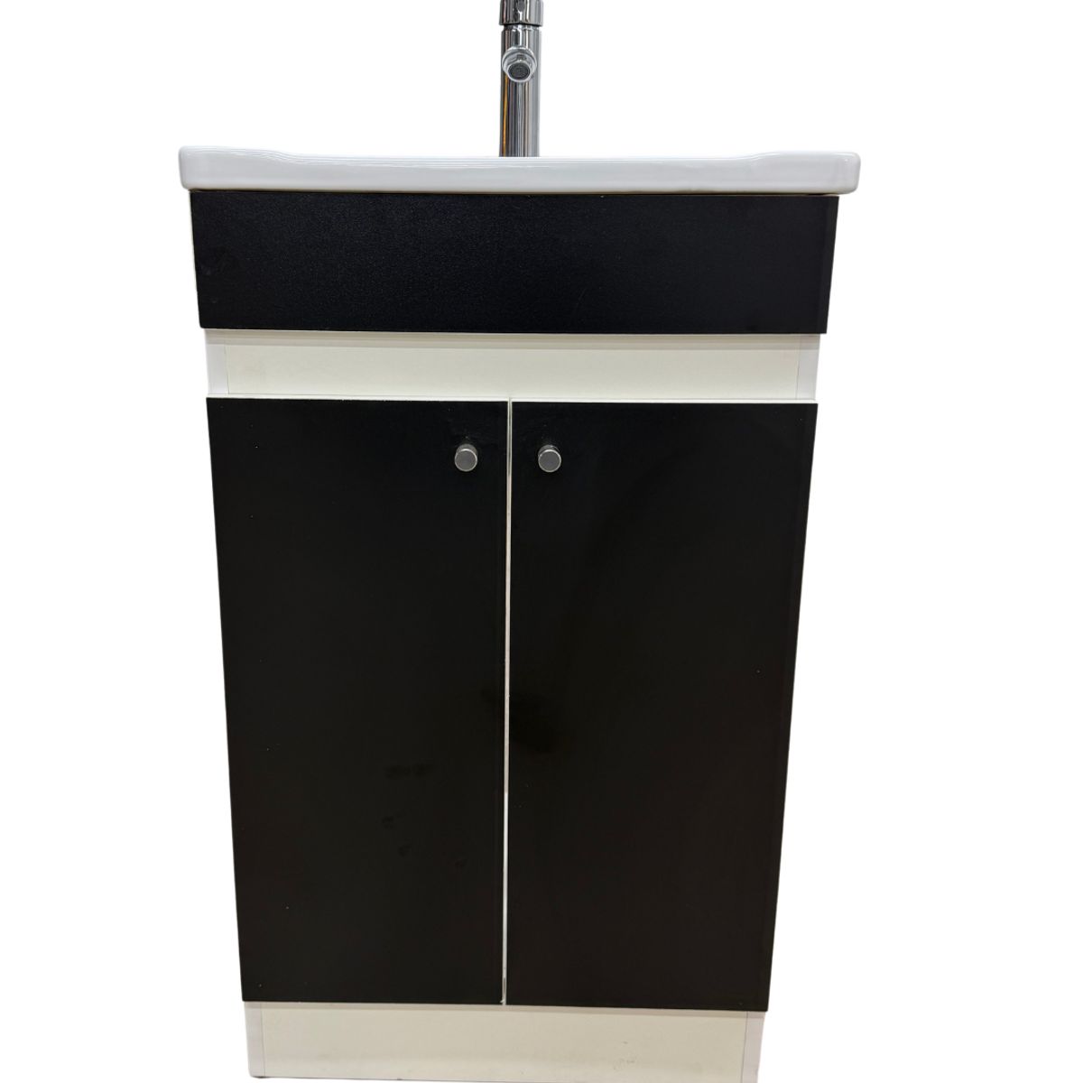MODERN SPACE - Mueble Vanitorio 50x40 Cm Negro Mdf Lavamanos + Grifería Ms