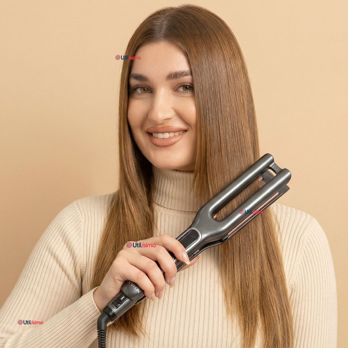 REVLON - Plancha Alisadora De Cabello Revlon Placas Dobles Cerámica De Cobre RVST2204 Alaciadora Negra