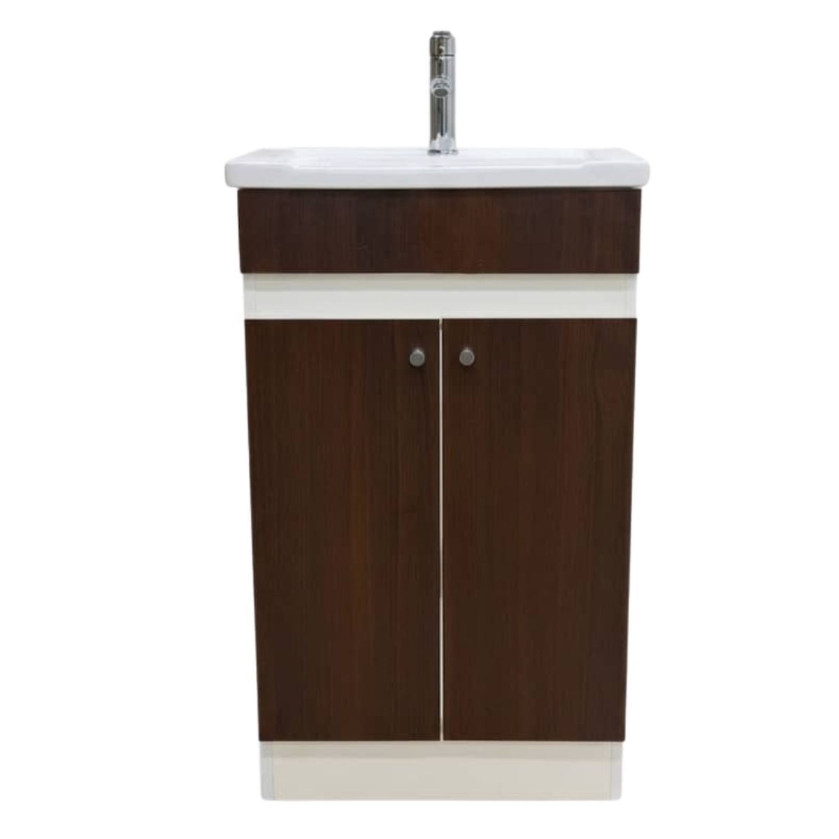 MODERN SPACE - Mueble Vanitorio 50x40 Cm Café Mdf Lavamanos + Grifería Ms
