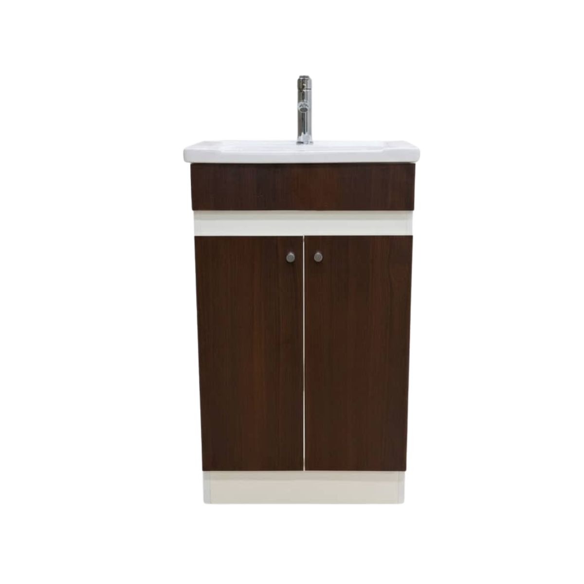 MODERN SPACE - Mueble Vanitorio 50x40 Cm Café Mdf Lavamanos + Grifería Ms