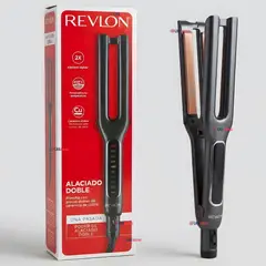REVLON - Plancha Alisadora De Cabello Placas Dobles Cerámica De Cobre RVST2204 Alaciadora Negra