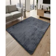 GENERICO - ALFOMBRA PELUDA 180X200 COLOR GRIS OSCURO