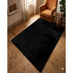 GENERICO - ALFOMBRA PELUDA 180X200 COLOR NEGRO