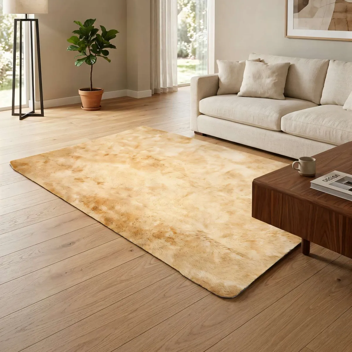 GENERICO - ALFOMBRA PELUDA 200X240  COLOR BEIGE 1
