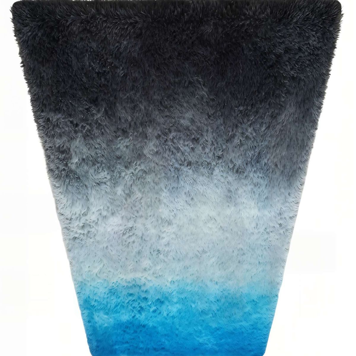 GENERICO - ALFOMBRA PELUDA 200X240  COLOR NEGRO CON AZUL Y BLANCO