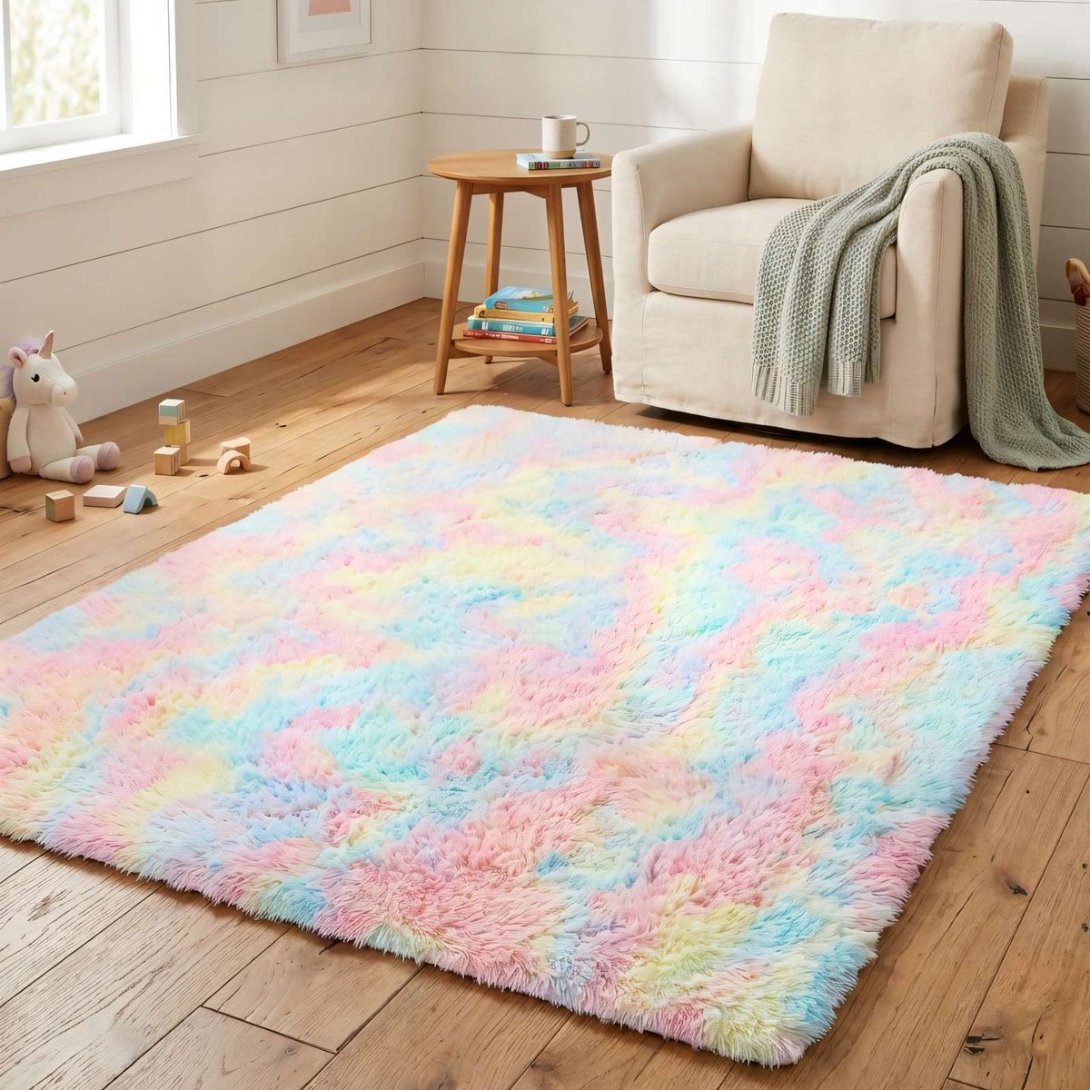 GENERICO - ALFOMBRA PELUDA 200X240  ARCOIRIS 2