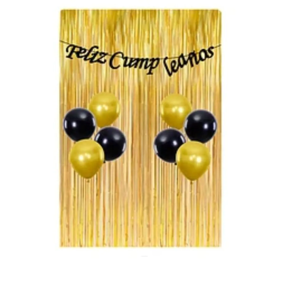 GENERICO - Set de globos de latex negro y dorado con cortinas 10pcs