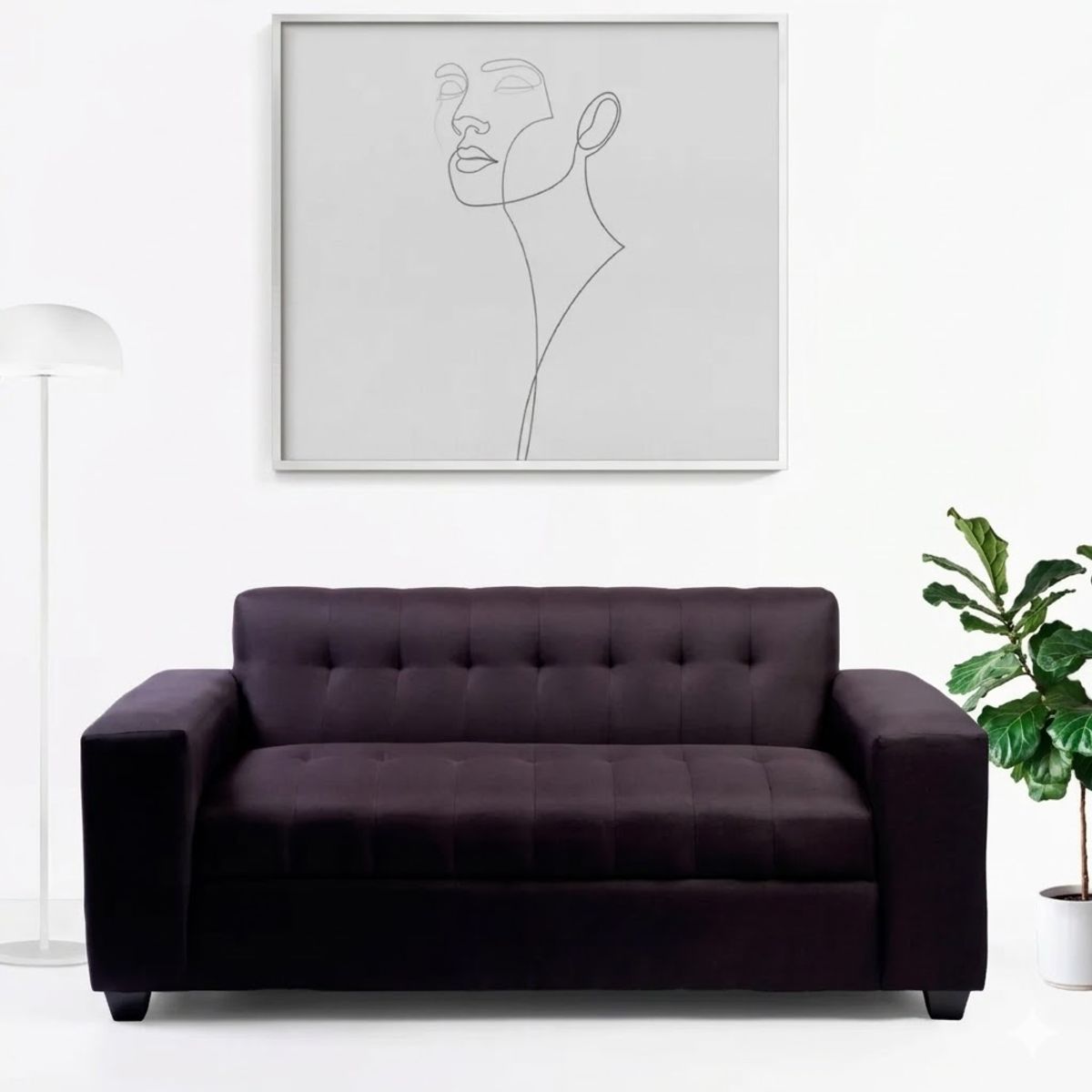 GENERICO - SOFA DOS CUERPOS NEGRO LINO.