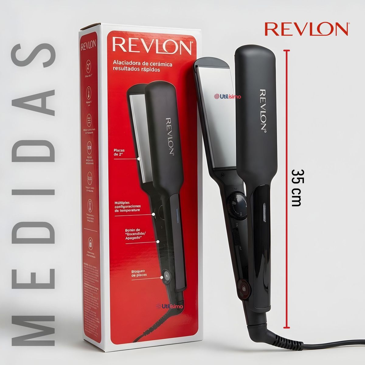 REVLON - Plancha Alisadora De Cabello Revlon Placas De Cerámica RVST2182 Alaciadora Negra