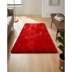 GENERICO - ALFOMBRA PELUDA 200X300 COLOR ROJO