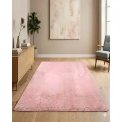 GENERICO - ALFOMBRA PELUDA 200X300 COLOR ROSADO