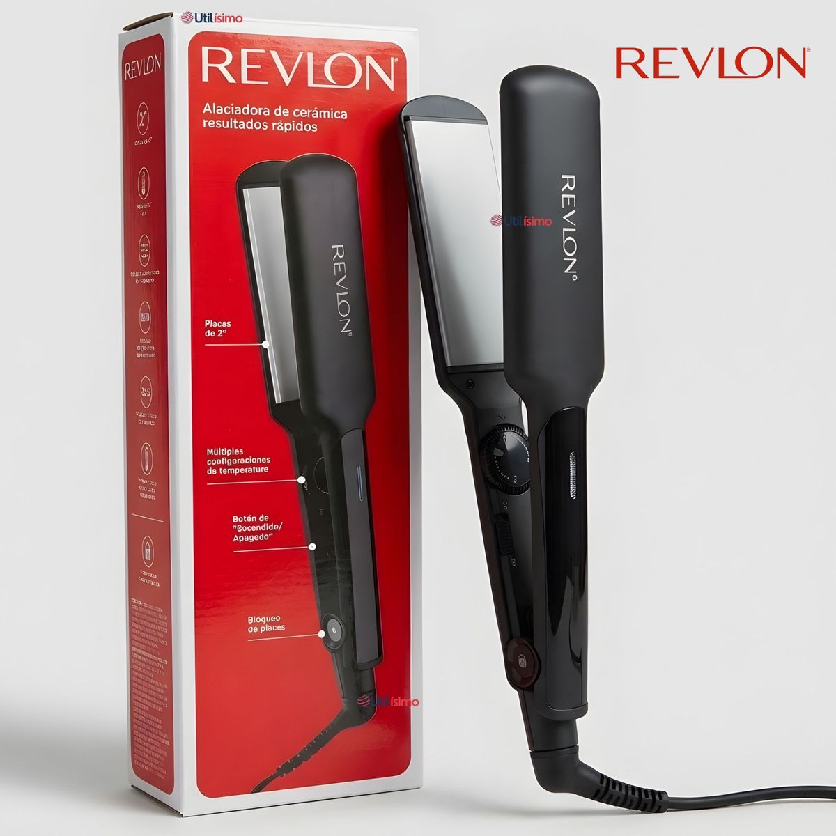 REVLON - Plancha Alisadora De Cabello Revlon Placas De Cerámica RVST2182 Alaciadora Negra