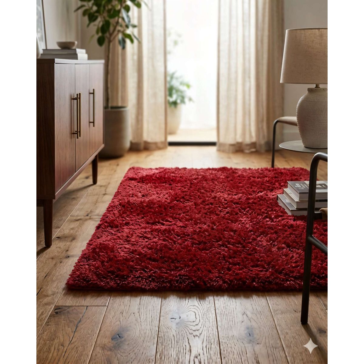 GENERICO - ALFOMBRA PELUDA 180X200 COLOR BURDEO