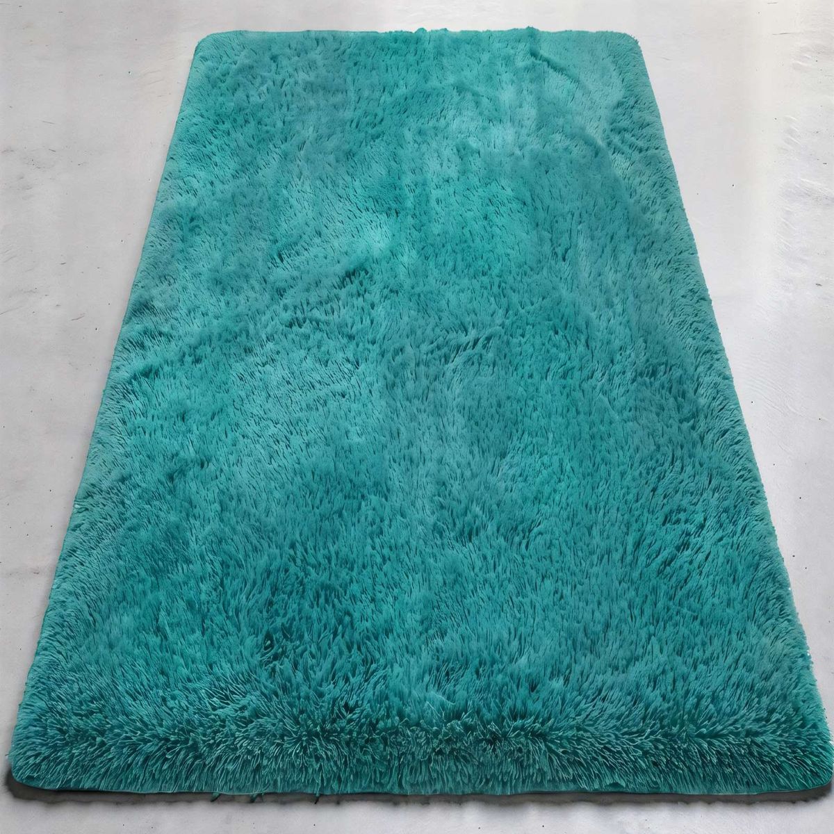 GENERICO - ALFOMBRA PELUDA 180X200 COLOR TURQUESA 2