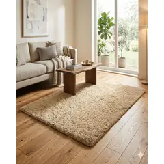 GENERICO - ALFOMBRA PELUDA 200X240 COLOR BEIGE 2