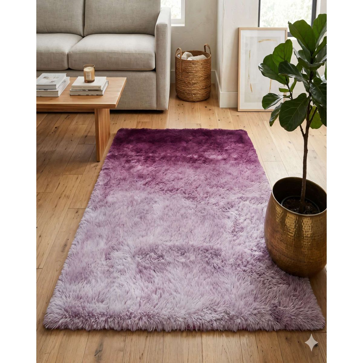 GENERICO - ALFOMBRA PELUDA 200X240  COLOR ROSADO DEGRADADO