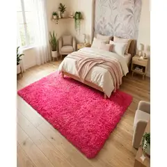 GENERICO - ALFOMBRA PELUDA 200X240 COLOR ROSA