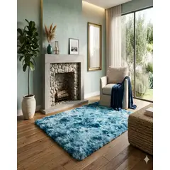 GENERICO - ALFOMBRA PELUDA 200X300 COLOR AZUL