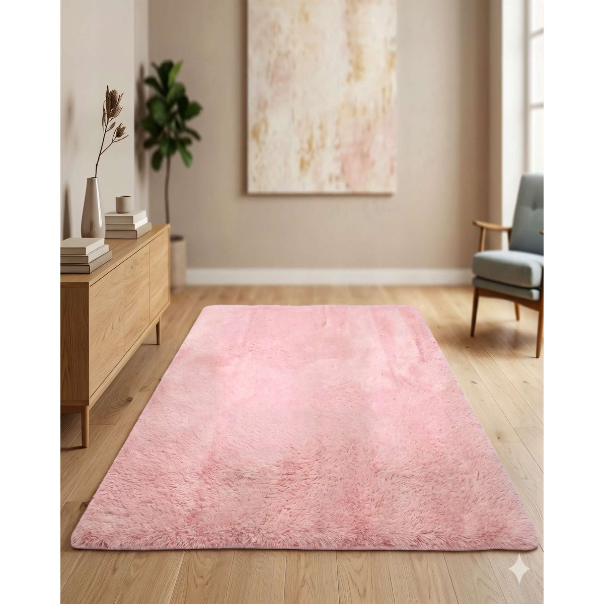 GENERICO - ALFOMBRA PELUDA 200X300 COLOR ROSADO
