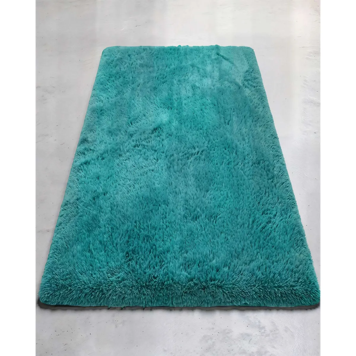 GENERICO - ALFOMBRA PELUDA 180X200 COLOR TURQUESA 2