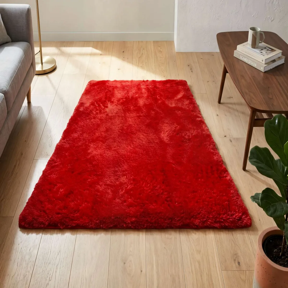 GENERICO - ALFOMBRA PELUDA 200X300 COLOR ROJO