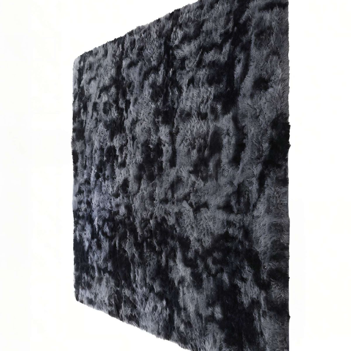 GENERICO - ALFOMBRA PELUDA 200X300 COLOR NEGRO CON GRIS