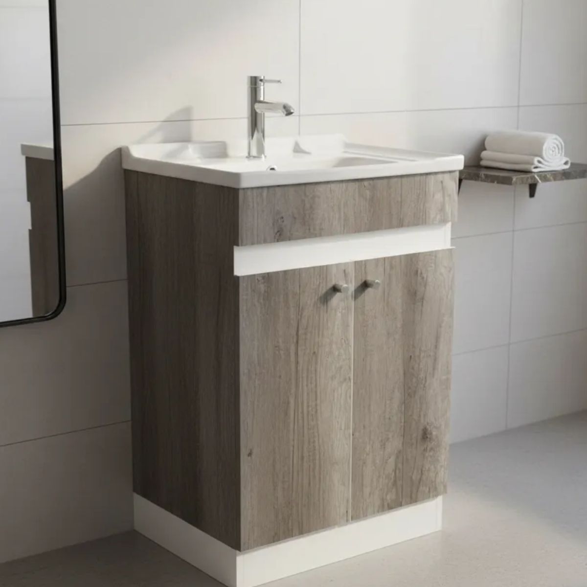 Mueble Vanitorio 50x40 Cm Gris Mdf Lavamanos + Grifería Ms, marca MODERN SPACE - Foto Principal