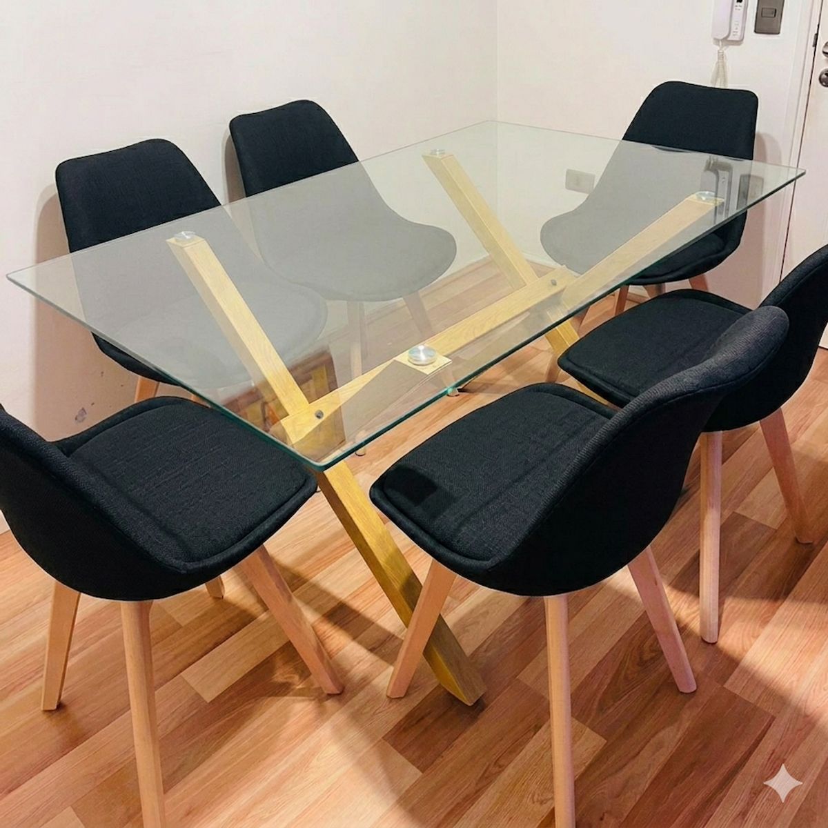 GENERICO - COMEDOR 140X90 + 4 SILLAS TULIP LINO