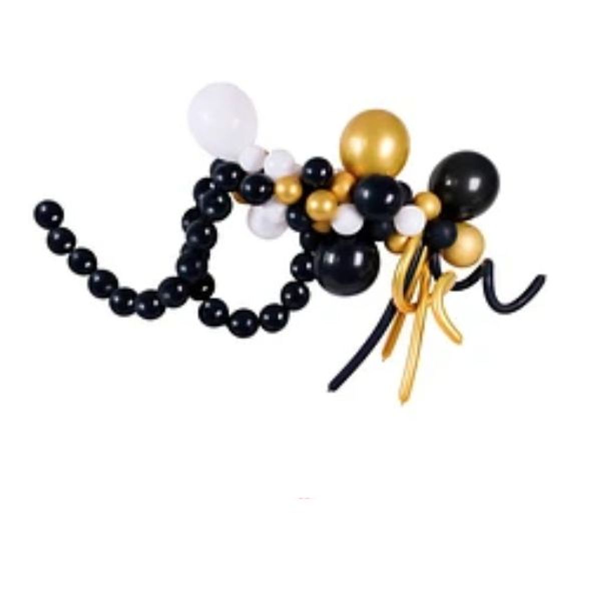 GENERICO - Set de globos de látex dorado y negro 76pcs