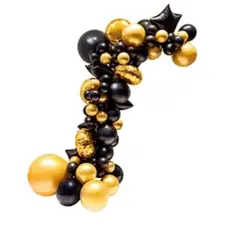 GENERICO - Set de globos látex negro-dorado con estrella 68pcs